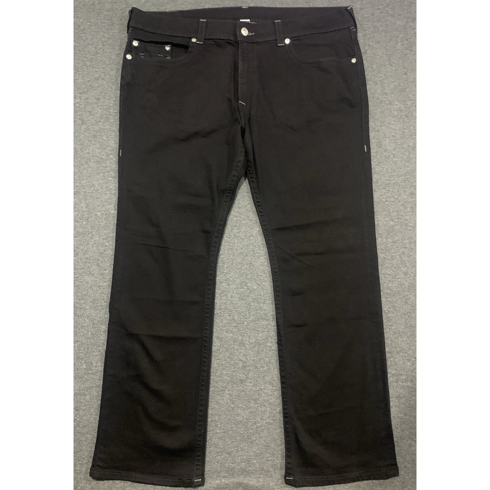 True Religion Men's Straight Leg Jeans Black Cotton Blend - 44x33 - Picture 2 of 14